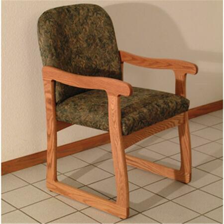 WOODEN MALLET Prairie Guest Chair in Medium Oak - Watercolor Green DW7-1MOWG